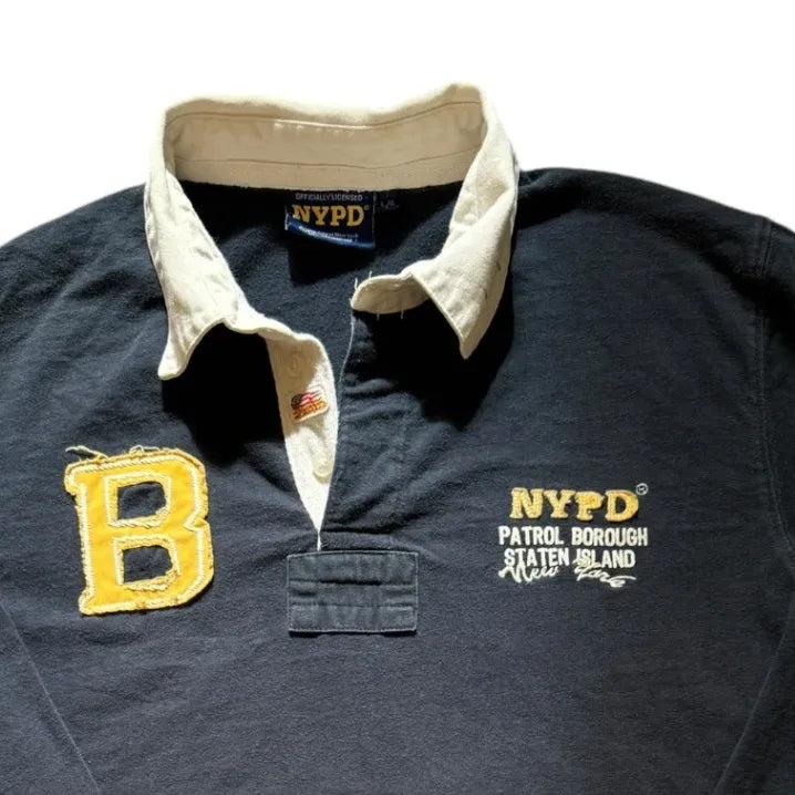 Large NYPD Black Rugby Shirt Top