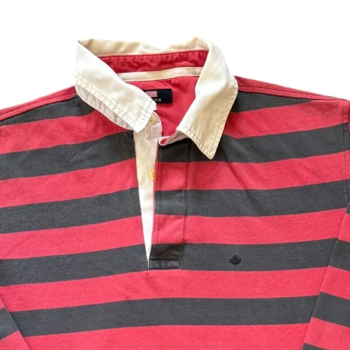 Large Riveira Red Striped Rugby Shirt Top