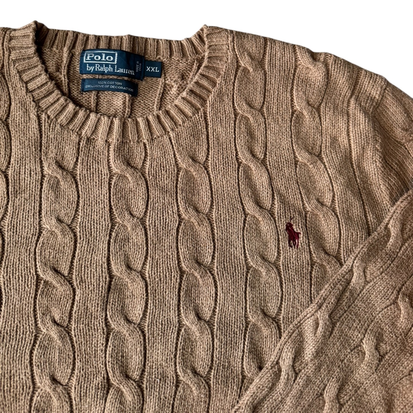 XXL Ralph Lauren Brown Cable Knit Sweater