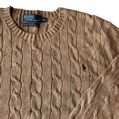 XXL Ralph Lauren Brown Cable Knit Sweater