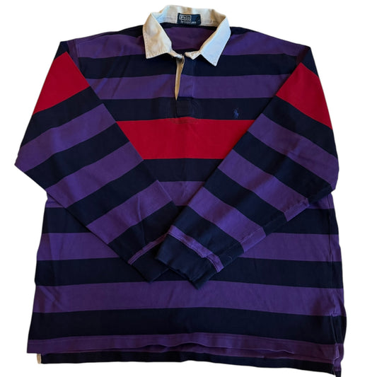 XL Ralph Lauren Purple Striped Rugby Shirt