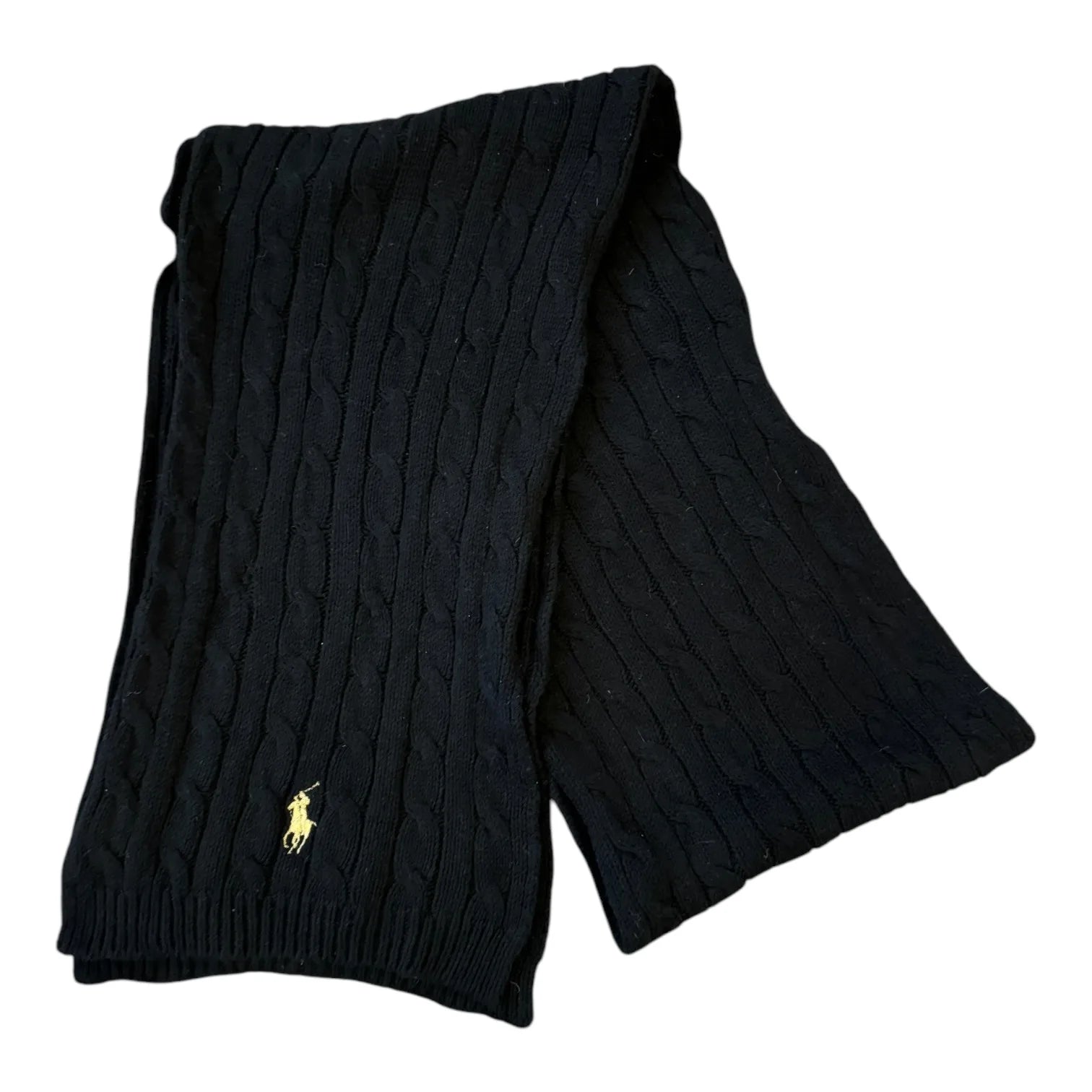 Ralph Lauren Black Cable Knit Scarf