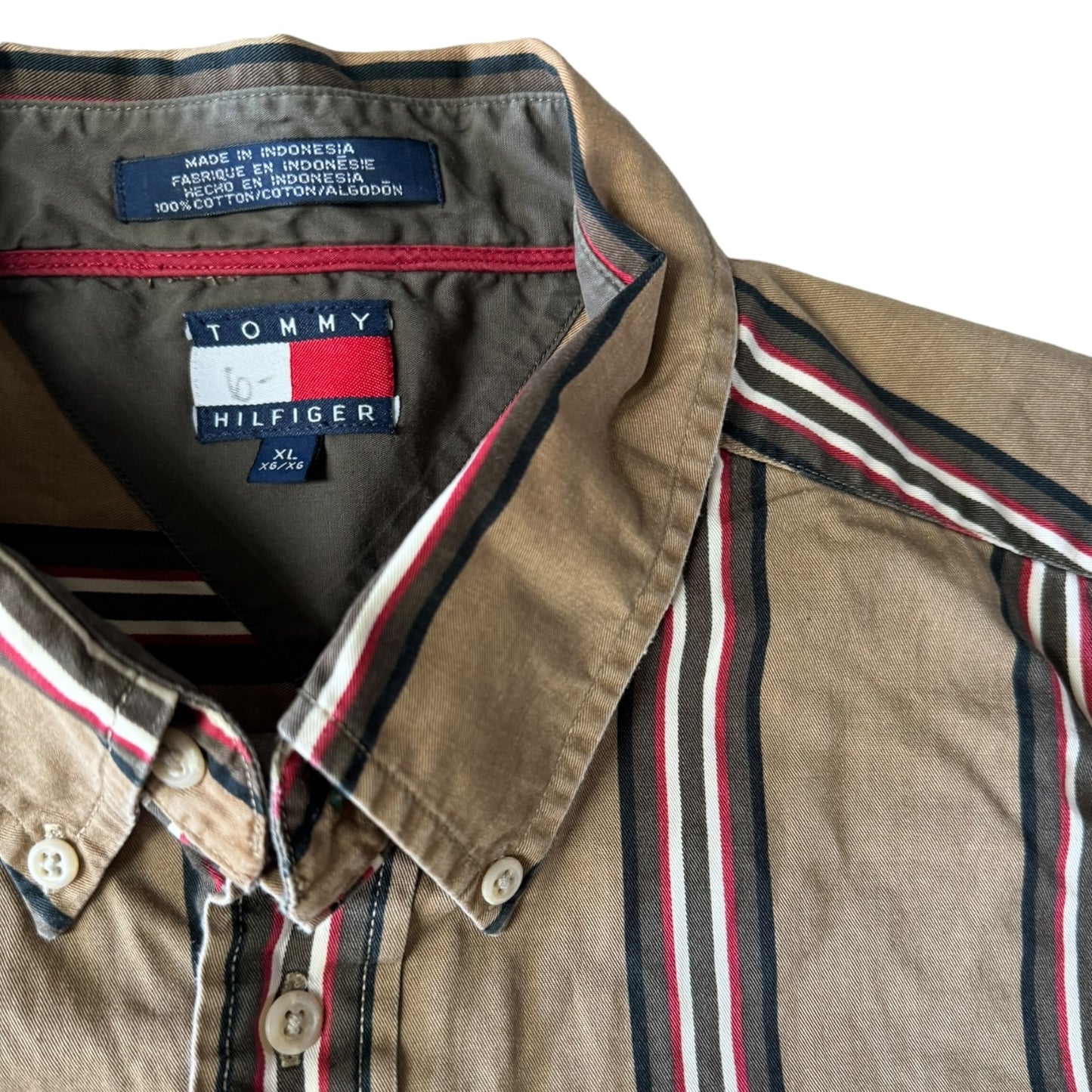 XL Tommy Hilfiger Brown Striped Shirt