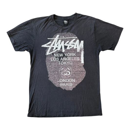 Medium Stussy x Bape World Tour Black T-Shirt