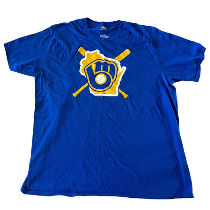 XXL Milwaukee Brewers Blue Graphic T-Shirt