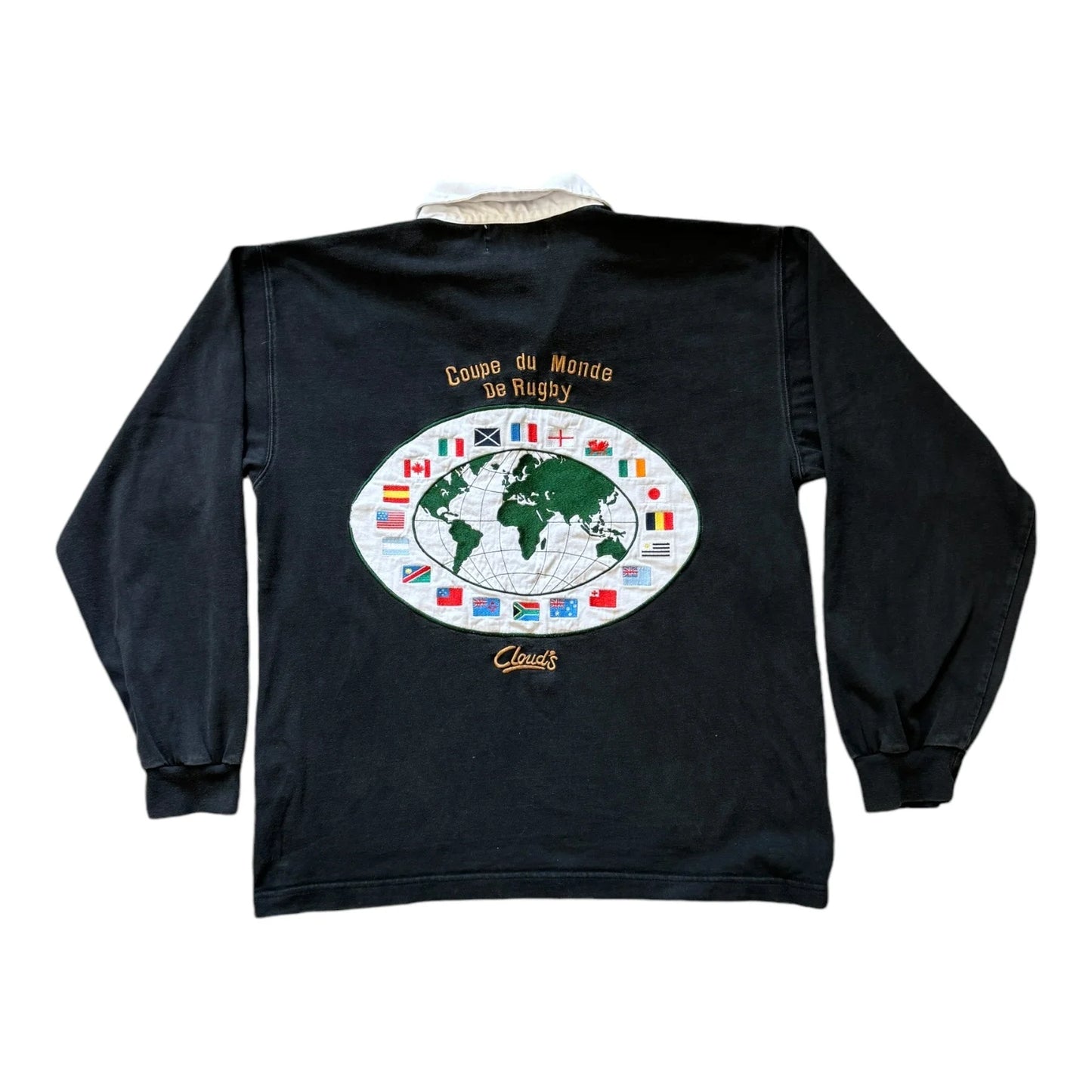 Extra large Clouds Black Rugby Shirt