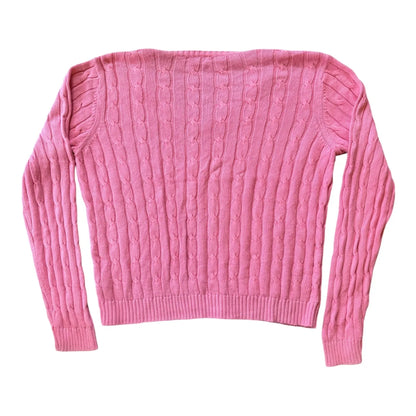 Womans Extra large Chaps Pink Cable Knit