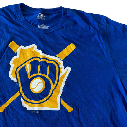 XXL Milwaukee Brewers Blue Graphic T-Shirt