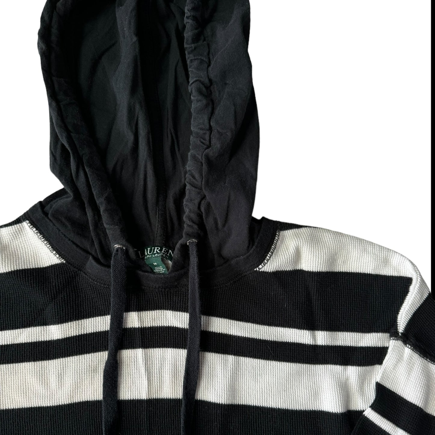 Women's Medium Lauren Ralph Lauren Striped 3/4 Sleeved Hoodie