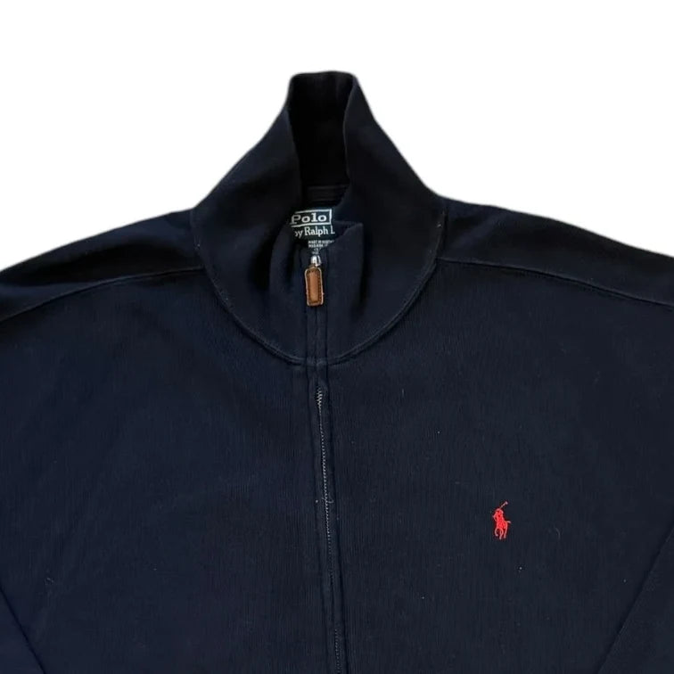 Large Ralph Lauren Black Full Zip Jumper Top