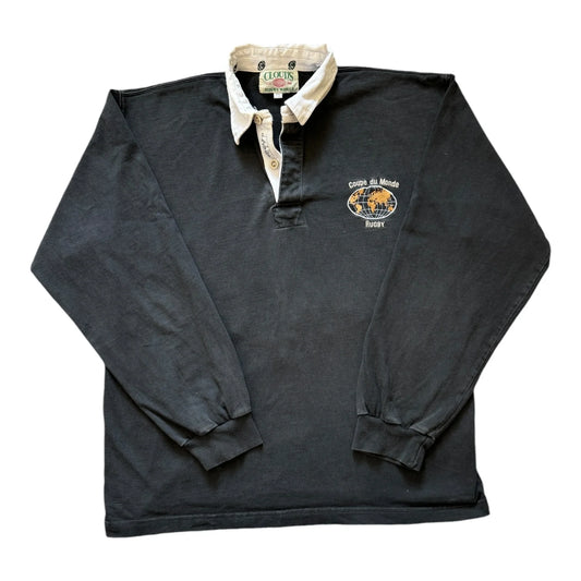 Extra large Clouds Black Rugby Shirt