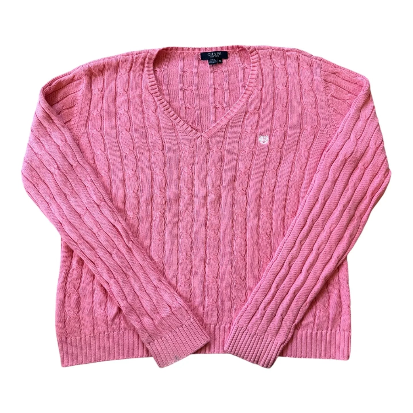 Womans Extra large Chaps Pink Cable Knit