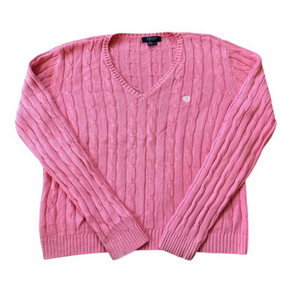 Womans Extra large Chaps Pink Cable Knit