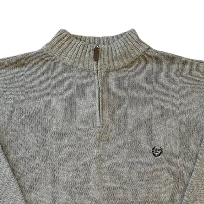 XXL Chaps Grey Knitted 1/4 Zip Top