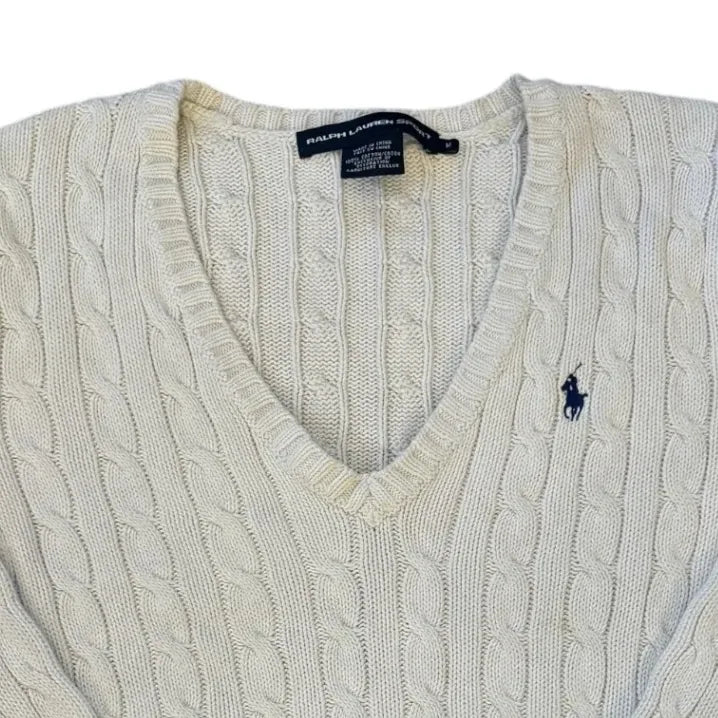 Womans Medium Ralph Lauren White Cable Knit