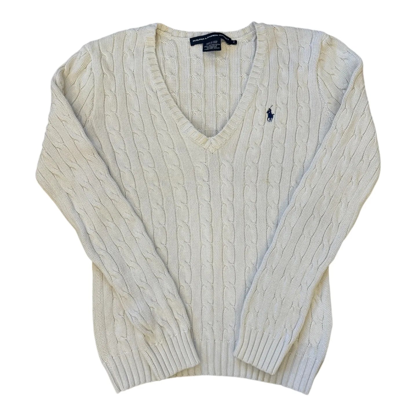 Womans Medium Ralph Lauren White Cable Knit