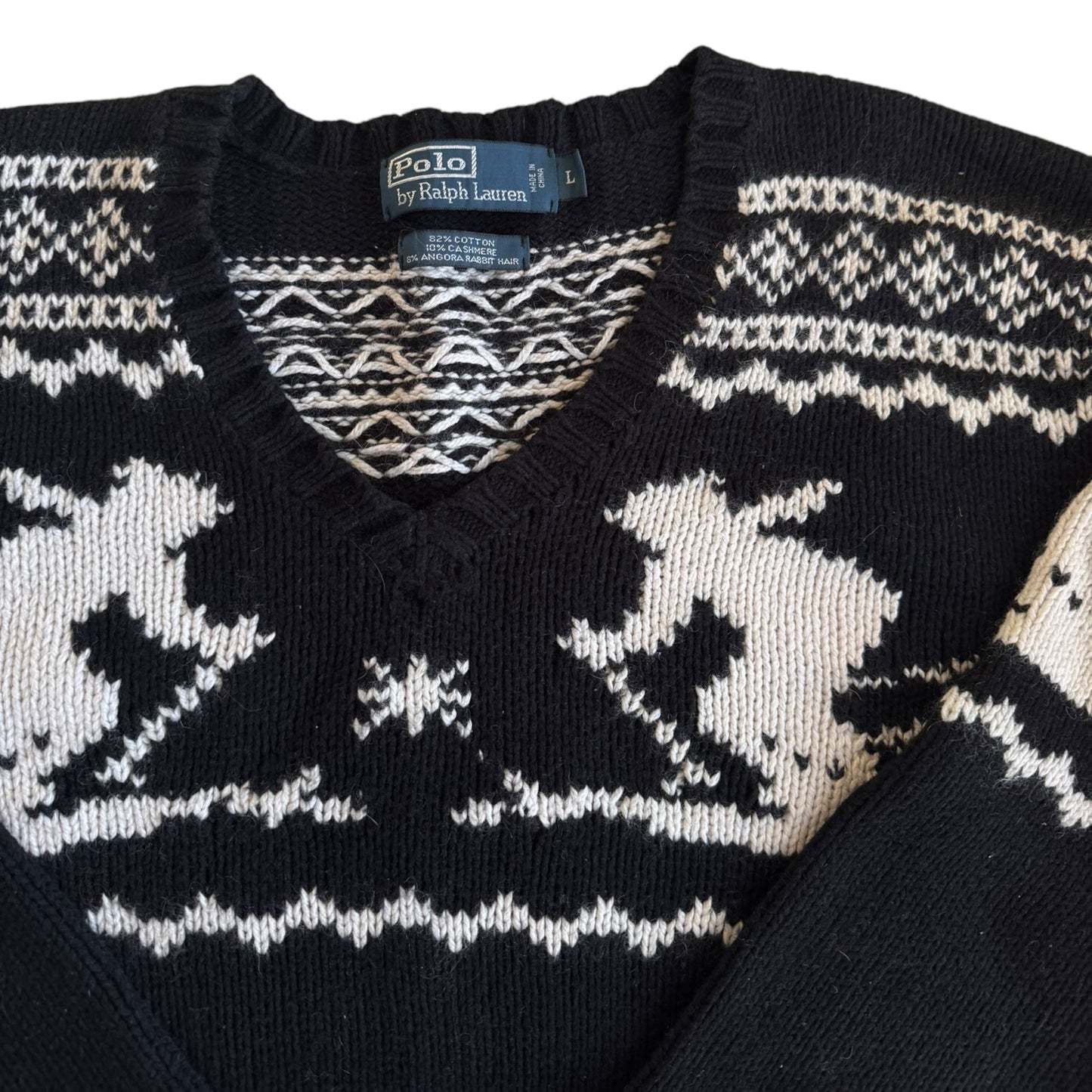 Large Ralph Lauren Black Skiing Thick Knitted Sweater