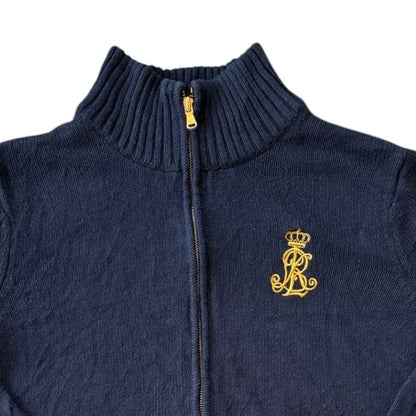 Womans XL Ralph Lauren Navy Full Zip Knitted Jumper