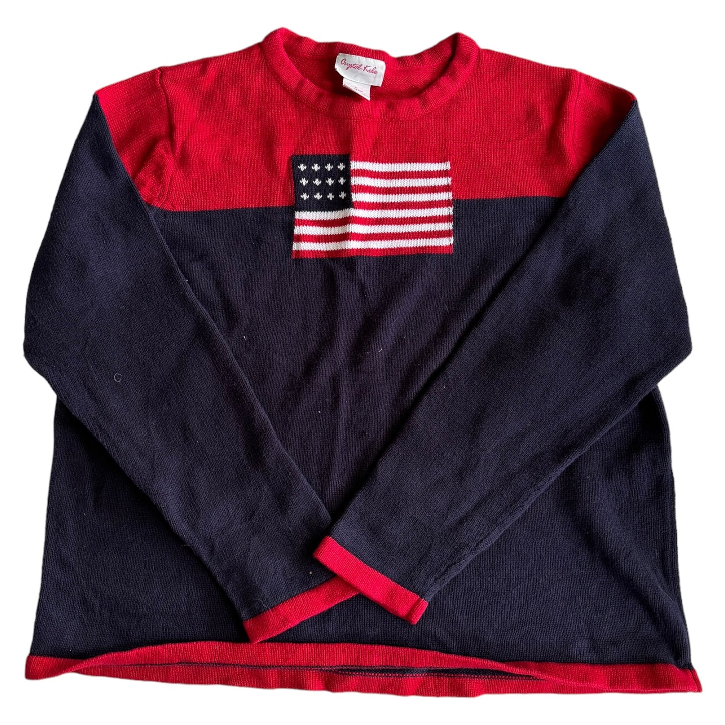 Women's Large Navy USA American Flag Knitted Sweater