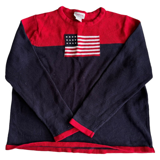 Women's Large Navy USA American Flag Knitted Sweater