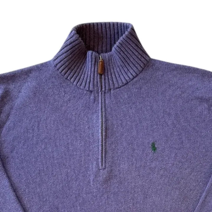 Large Ralph Lauren Purple Knitted 1/4 Zip Top