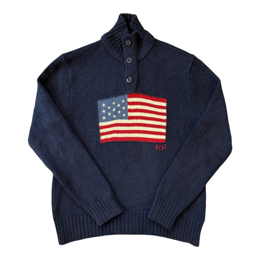 Large Ralph Lauren USA Flag Navy Knitted Jumper