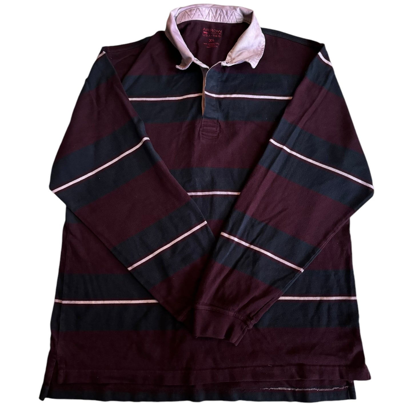 XL Arrow Burgundy Striped Rugby Shirt