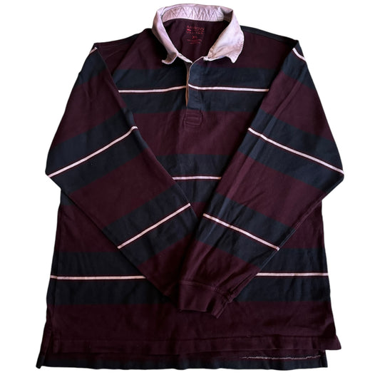 XL Arrow Burgundy Striped Rugby Shirt