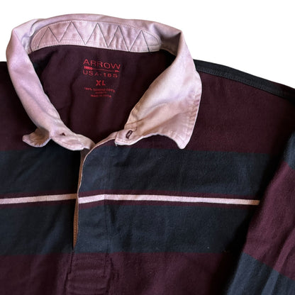 XL Arrow Burgundy Striped Rugby Shirt