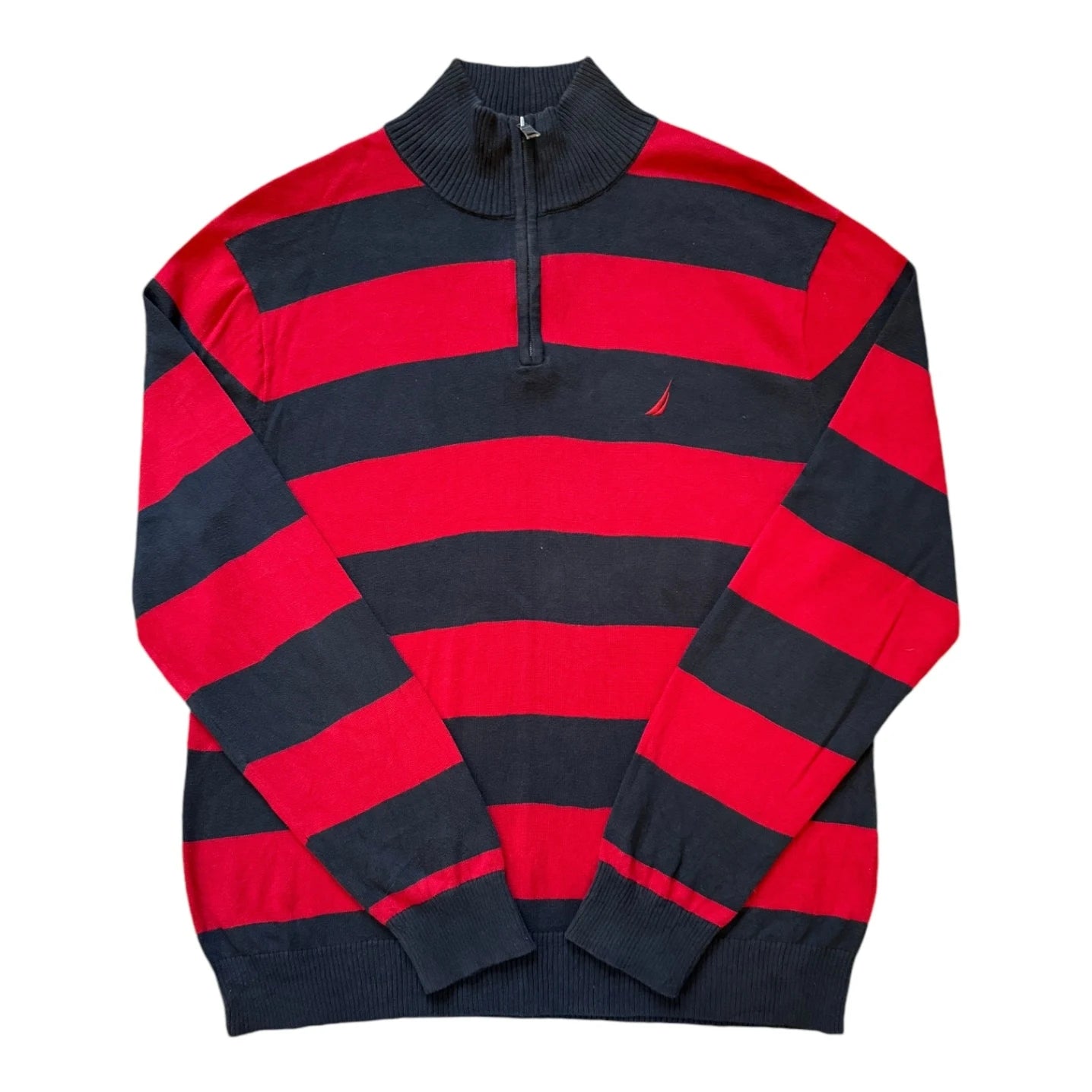 Large Nautica Red and Navy 1/4 Zip