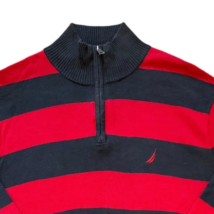 Large Nautica Red and Navy 1/4 Zip Top