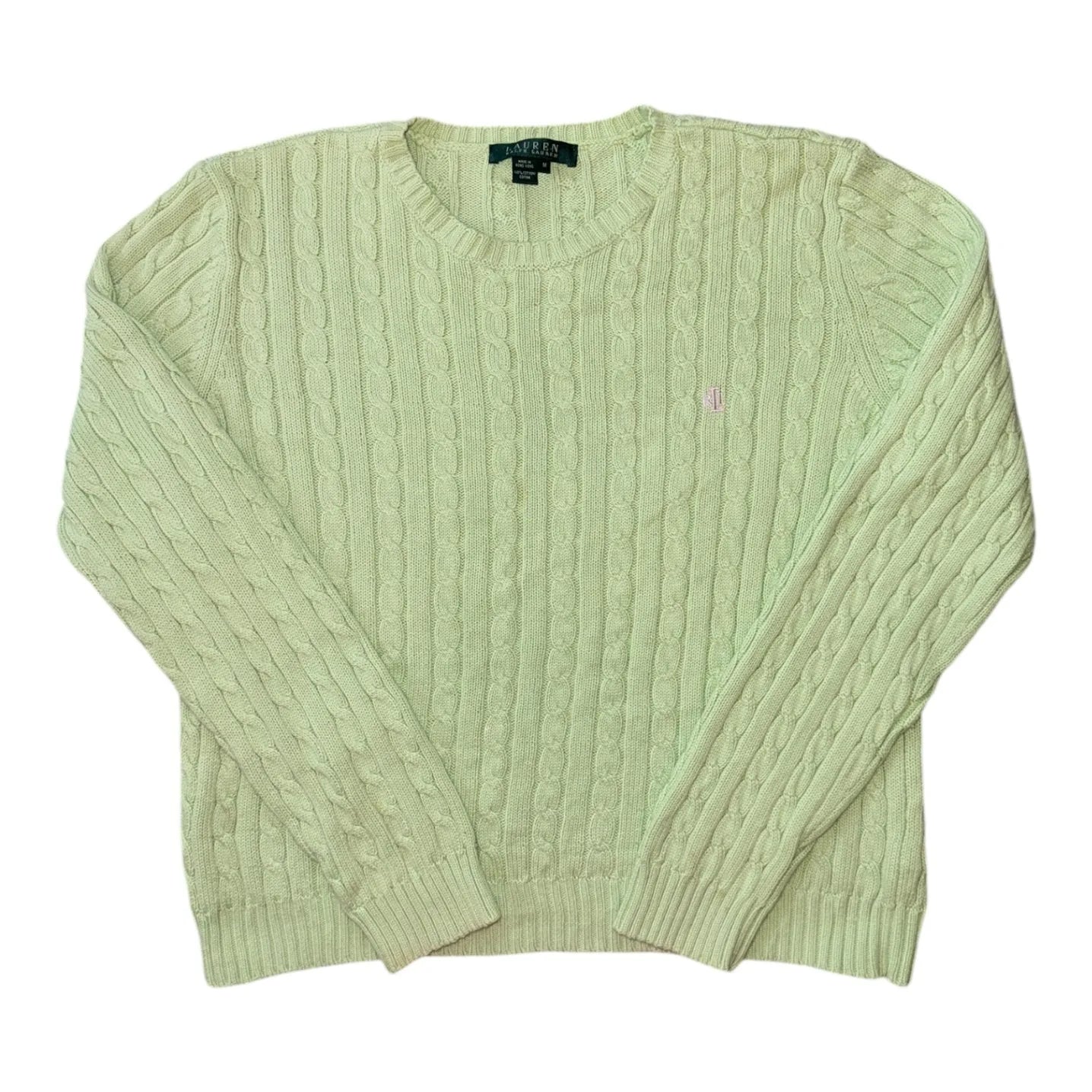 Womans Medium Ralph Lauren Green Cable Knit