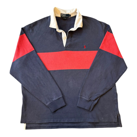 Extra large Ralph Lauren Navy and Red Rugby Shirt