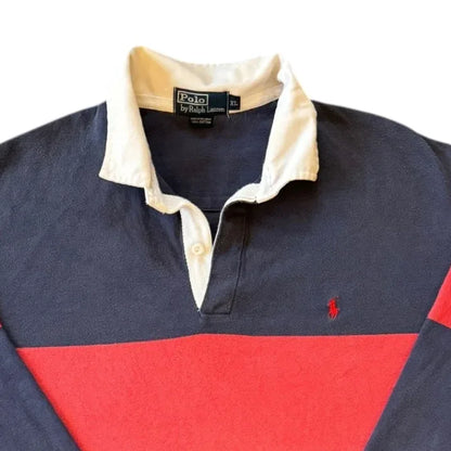 Extra large Ralph Lauren Navy and Red Rugby Shirt