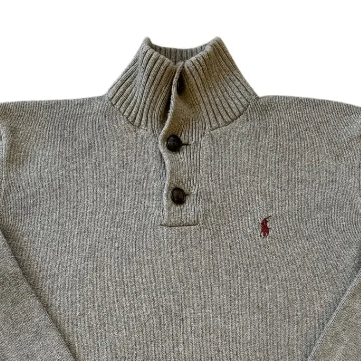 Extra small Ralph Lauren Grey 1/4 Button Knit