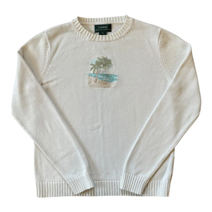 Womans Small Ralph Lauren White Beach Knitted Jumper