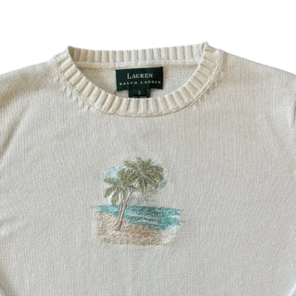 Womans Small Ralph Lauren White Beach Knitted Jumper