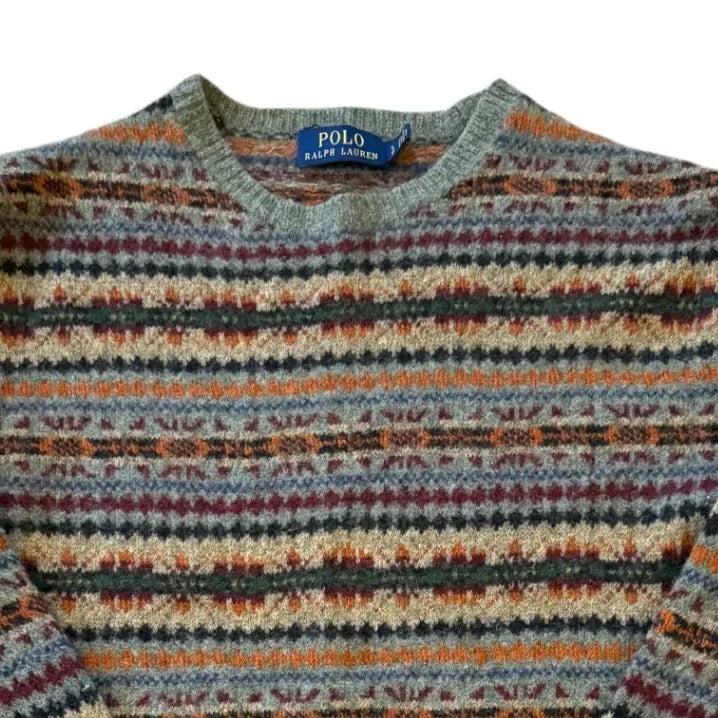 Small Ralph Lauren Brown Fair Isle Woollen Jumper Top