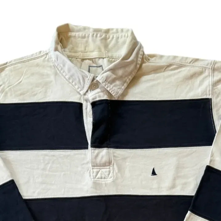 Extra large Musto Navy White Striped Rugby Shirt Top