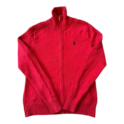 Womans Medium Ralph Lauren Red Full-Zip Knit