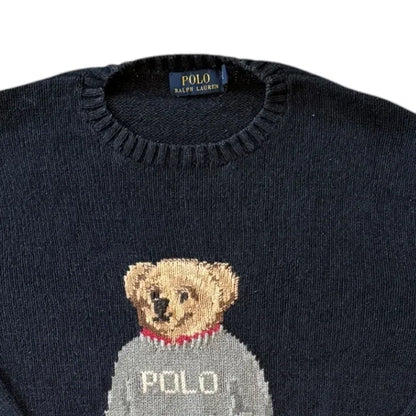 Medium Ralph Lauren Polo Bear Navy Knitted Jumper