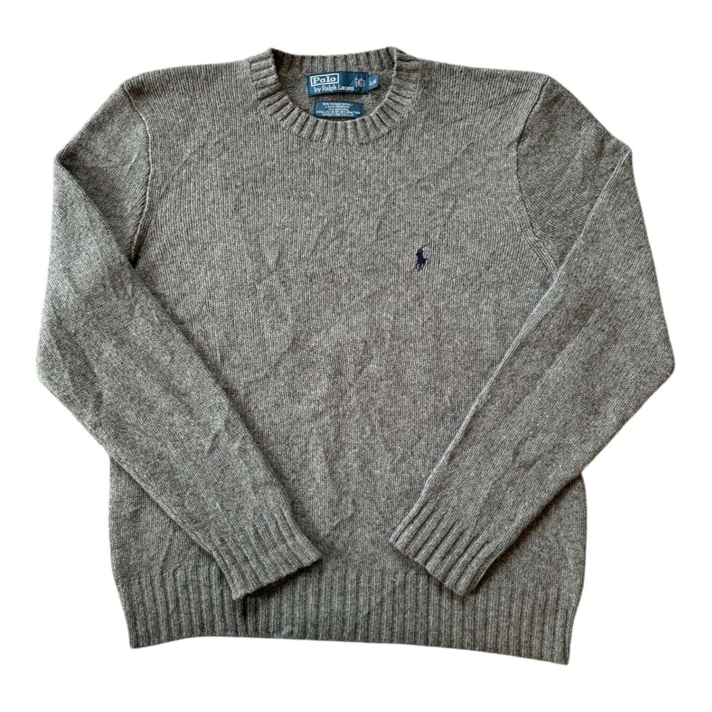 Large Ralph Lauren Grey Merino Wool Knitted Jumper