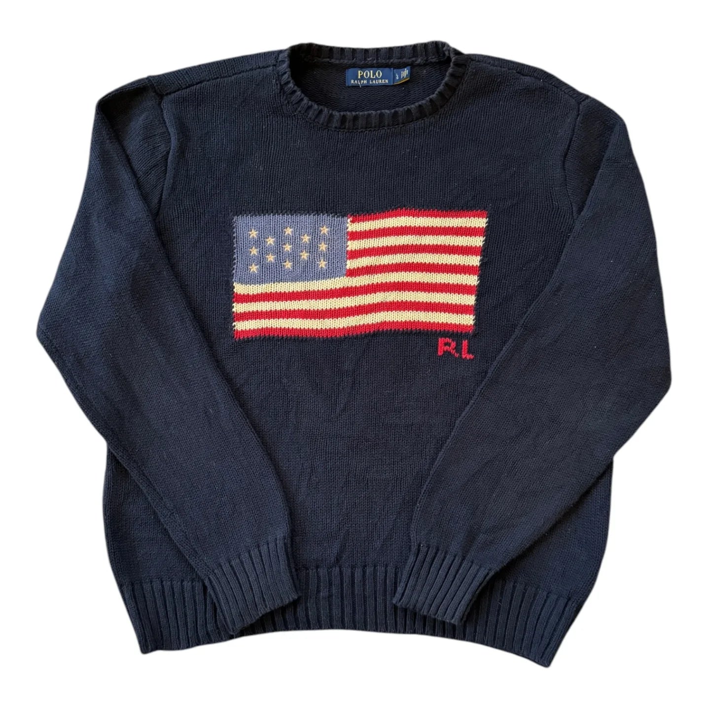 Large Ralph Lauren USA Flag Navy Knit