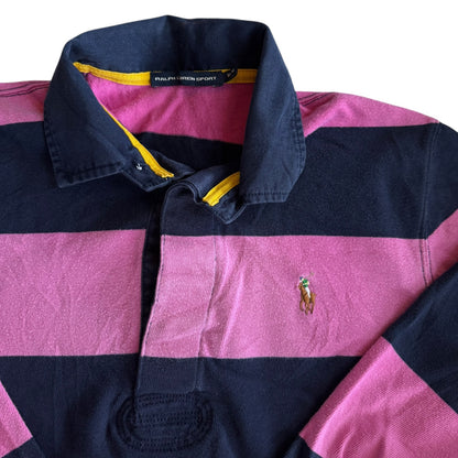 Women’s Medium Ralph Lauren Pink/Black Rugby Shirt