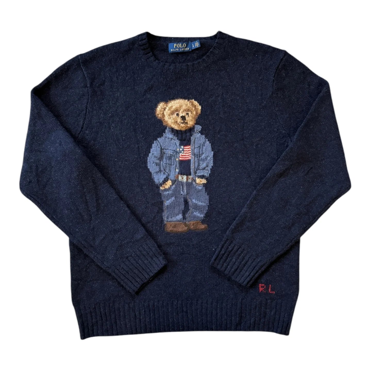 Large Ralph Lauren Navy Polo Bear Knit