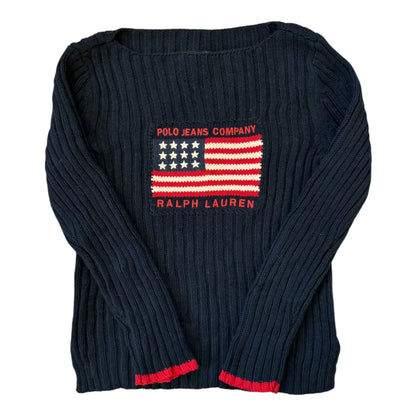 Womans Small Ralph Lauren Navy Flag Knit