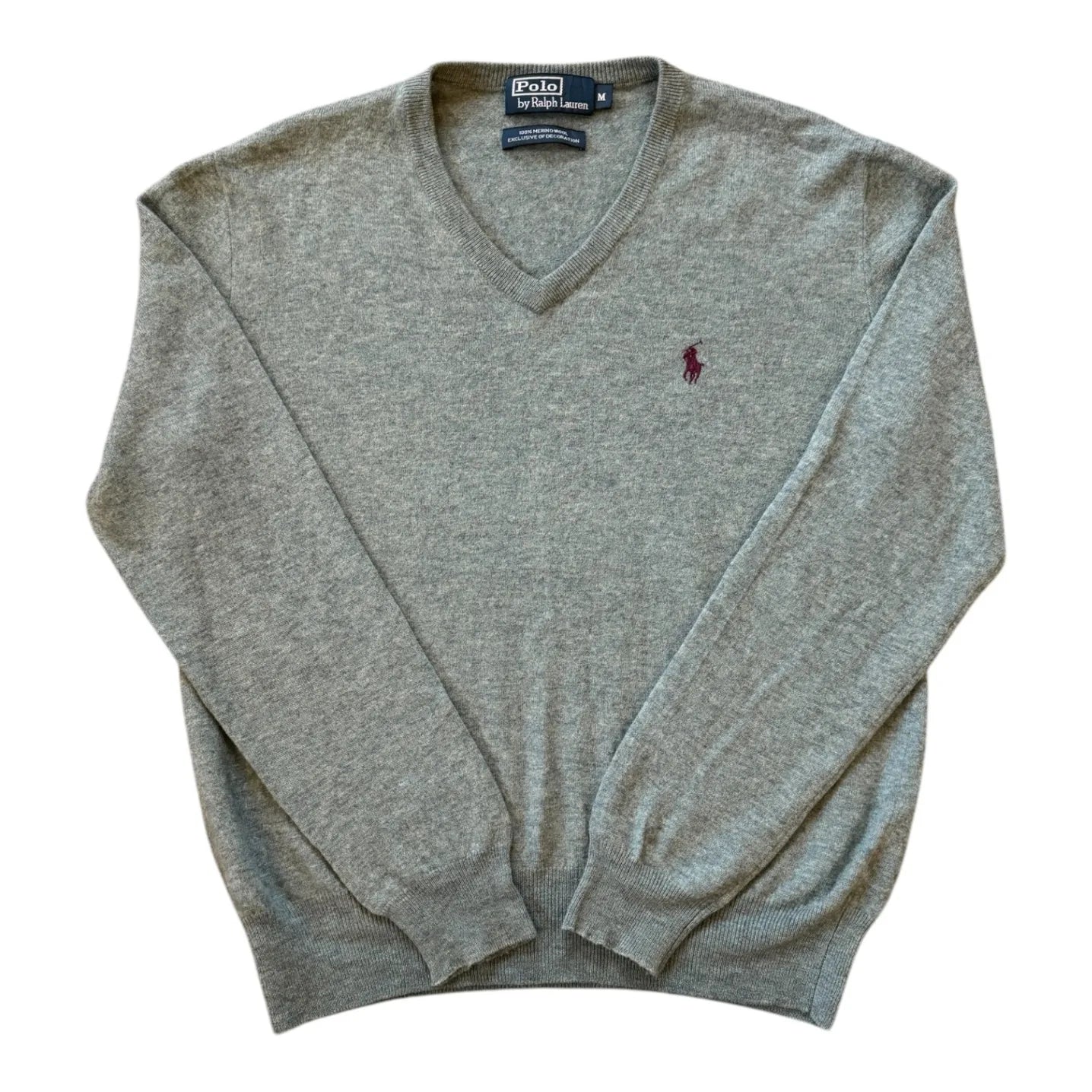 Medium Ralph Lauren Merino Wool Pale Blue V-neck Jumper