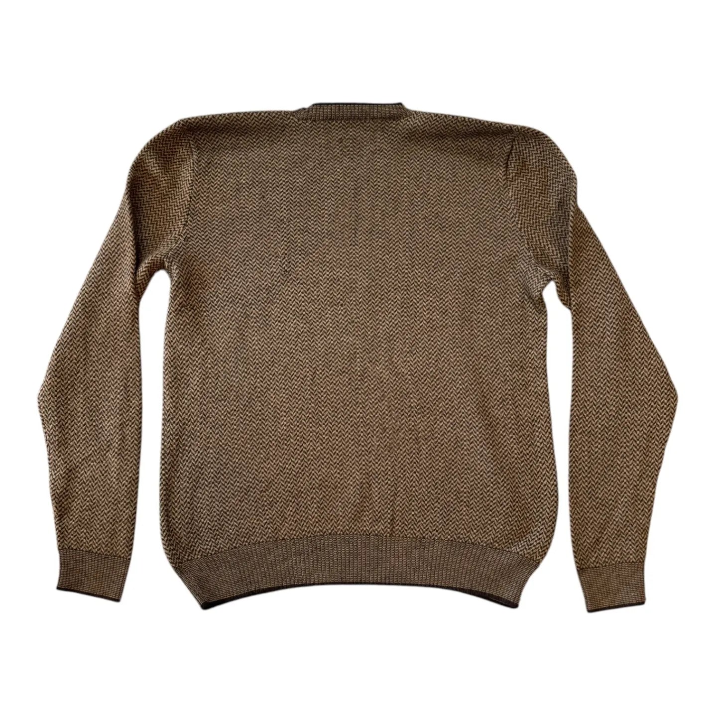 Medium Ralph Lauren Merino Wool Brown V-Neck Knitted Jumper