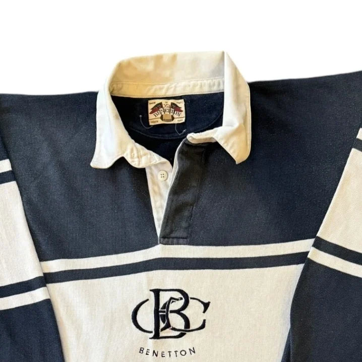 Medium Benetton Navy Rugby Shirt Top