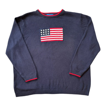 Womans Extra large USA Flag Navy Knit